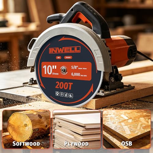 10-Inch 200Tooth Plywood, Softwood, OSB,Cutting Circular Saw Blade with 5/8"-1/2" Bushing - 3 Pack - size: 10" 200T