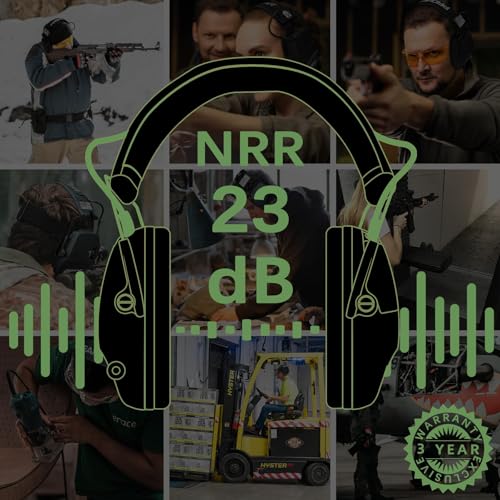 PROHEAR 2 Pack Electronic Ear Protection for Shooting with 4X Sound Amplification, Gun Range Hearing Protection Muffs, NRR 23dB Noise Reduction Headphones for Hunting, Green and Pink - color: 4x Amp