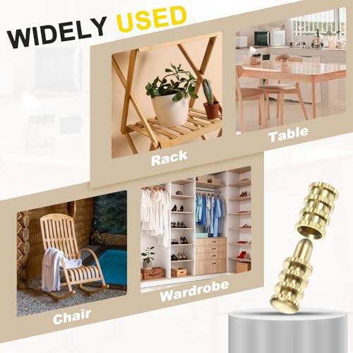 PATIKIL Table Leaf Dowel Pin 7.5x20mm, 10 Pack Brass Table Bolt Sleeve Connectors Top Leaf Alignment Pins for Furniture Desk, Golden - size: 7.5x20mm