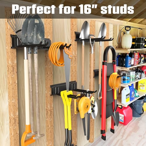 WALMANN Wall Mounted Garden Tool Rack Garage, Folding Chair Storage Rack - size: 17 inch railx4