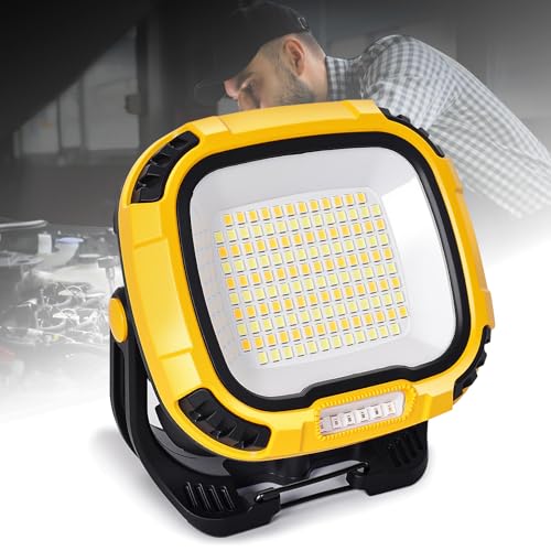 tekstap 6000mAh Magnetic Work Light Rechargeable with 4000 Lumen IP65 Waterproof, 30H Runtime, 4 Brightness & 4 Color Modes with Red SOS, Strong Magnet Base for Car Repair, Camping, Emergency 1PC