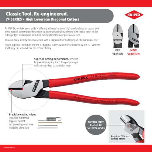 KNIPEX - 74 01 200 Tools - High Leverage Diagonal Cutters (7401200)