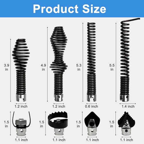 10-Piece Drain Snake Attachments for Ridgid K-400 Accessories, Drain Snake Drill attachment includes Cutting tools, Sawtooth, Glove for C4/6/7/8