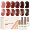 GAOY Tortoise Jelly Gel Nail Polish Set, 6 Colors Red Brown Sheer UV Gel | Blooming Effect, Buildable Color, UV Lamp Required, Long Lasting, Easy to Apply, Salon Manicure at Home - color: Vibrant Brown