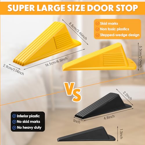 Frienda 2 Pcs Heavy Duty Rubber Door Stops Wedge Stackable,Yellow - color: Yellow
