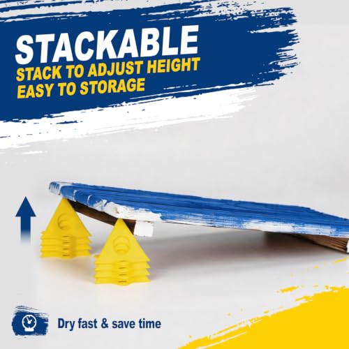 KATA 56PCS Painter's Pyramids Stands for Cabinet Doors & Woodworking - color: 56PC Paint Stands Yellow
