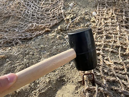 Sandbaggy Rubber Mallet | 20 oz Industrial Grade | For Applications Like Construction & Landscaping | Made of Solid Oak | Comfortable for All Day Use | Includes Tent Peg Remover (Pack of 6, Black) - size: Black Color