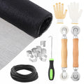 Window Screen Door Repair Kit,Include 59"×106" Black Screen Mesh+ 2 Steel/Nylon Roller+32Ft Spline+8 Clips+Hook+Non-Slip Gloves,7 in 1 Window Mesh Kit for Windows Doors Patio and Porch Replacement - size: 59"×106" Mesh+Tool