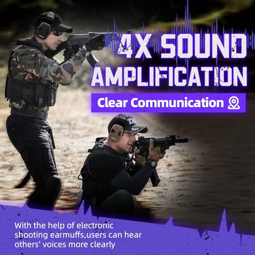 ZOHAN Electronic Shooting Earmuffs with Patches, 2Pack Hearing Protection for Shooters, NRR 23dB Noise Reduction, Gun Range Ear Protection Headphones(Black+Brown) - color: With Patches-black&brown