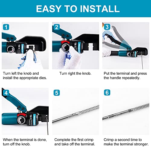 Hydraulic Crimping Tool for 1/8"-3/16" Cable Railing Kits, 10-Ton Crimper - color: Black