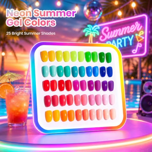 Beetles Neon Gel Polish Set, Neon Summer Collection, 25 Colors - color: Neon Summer
