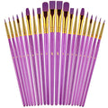 Paint Brushes Set, 20 Pcs Paint Brushes for Acrylic Painting, Oil Watercolor Acrylic Paint Brush, Artist Paintbrushes for Body Face Rock Canvas, Adult Drawing Arts Crafts Supplies, Purple - color: Purple