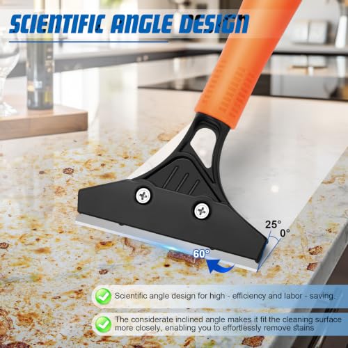 Heavy Duty Floor Scraper with Long Handle,4 Inch Razor Blade Scraper Tool