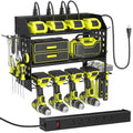SUNALLY Power Tool Organizer Wall Mount with Charging Station,3 Layer,Black - style: 4 Drill Holders E