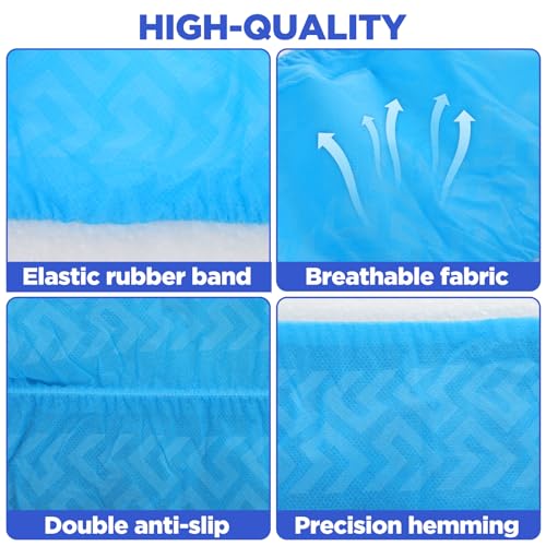 Kifmurase 200Pcs Shoe Covers Disposable Non-Slip, Blue Non-Woven Fabric Boot Covers for Indoors, Durable Breathable Boot Cover, Booties for Shoes, Stretchable Fits Up to Size 13 US Men