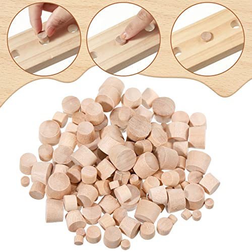 Bucherry 120 Pieces 4 Sizes Wood Plugs Wooden Hole Plugs,Flat Head - style: Flat Head
