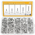145 Pieces #8 x 1/2" 5/8" 3/4" 1" 1-1/4" Wood Screws Set, Phillips Countersunk Head #8 Self-Tapping Screws Assortment Kit, 304 Stainless Steel - size: #8, style: Phillips Countersunk Head