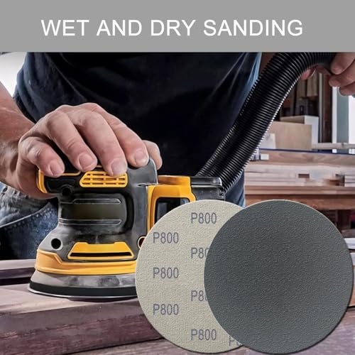 6 Inch 50 Pcs Wet Dry Hook and Loop Sanding Discs, No Hole, 800 Grit - style: Grit 800