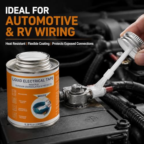5.29 oz Liquid Electrical Tape Quick-Drying Insulating Glue with Brush Cap - Quick-Dry Waterproof Sealant for Wires, Cables, Connectors, Outdoor & Automotive Electrical Equipment (White) - color: White