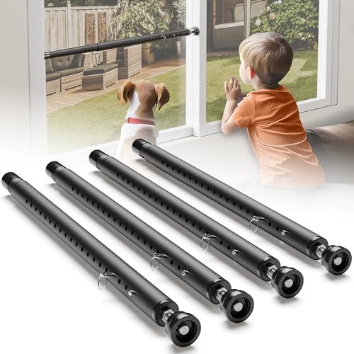 4-Pack Sliding Door and Window Security Bars, 17-50 Inch, Black - color: Black - 4 Pack