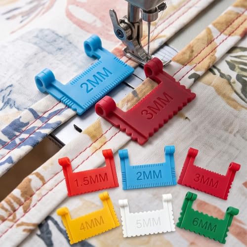 6 Pcs Edge Clip On Sewing Ruler Non-Slip Hand Sewing Stitching Guide Tool - size: 1.5mm/2mm/3mm/4mm/5mm/6mm