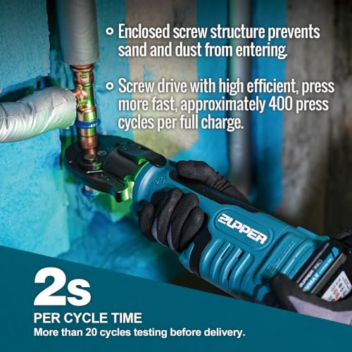 ZUPPER Compact Press Tool Kit for 1/2" to 1-1/4" Copper Pipes - style: MP-2430S (kit with 4 VUS Copper Press Jaws 1/2" to 1-1/4")