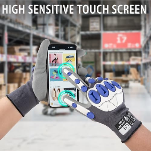 Safety Work Gloves Men Women, Impact Gloves with TPR Protection - color: Grey, size: Small