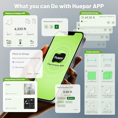 Huepar 395FT Bluetooth Green Laser Measuring Tool S120-G-BT