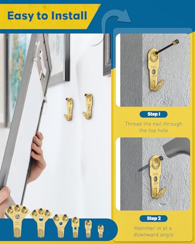 Uniclife 152 Pcs Heavy Duty Picture Hanging Kit, Picture Hanging Hooks,Gold - size: 152 Pcs, style: Gold