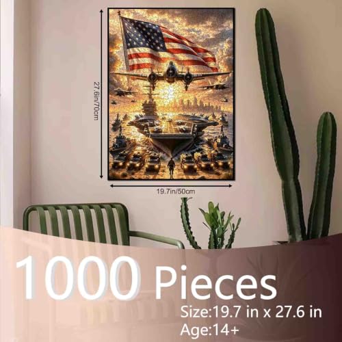 American Flag Military Aircraft Puzzle for Adults 1000 Pieces - color: Airplane-01