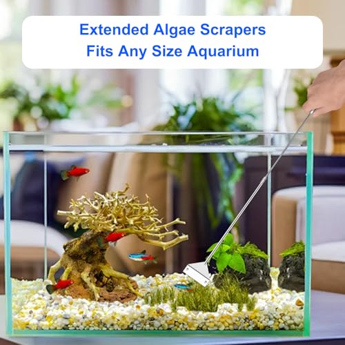 25 in Algae Scraper for Glass Aquariums - with Sheath, 10 Blades