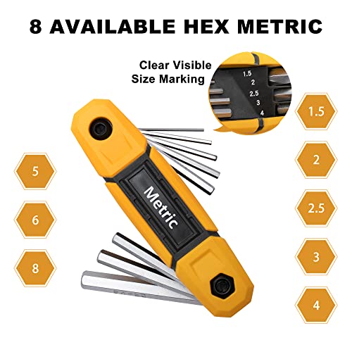 MULWARK 17pcs Folding Allen Wrench Set | Metric & Standard SAE - Key Tool 2 Pack Portable Hex for Basic Home Repair and General Applications - style: Ergonomic,Foldable,Portable