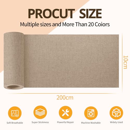 Fabric Repair Tape, 4"x80" Self-Adhesive Linen Repair Tape Patch Kit Beige - color: Beige, size: 4" x 80"