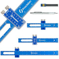 ELEON Precision Woodworking Ruler, Set of 3 (12, 8, 6 Inch) - Precise Woodworking Pocket Tool with Extra Wide 2" Sliding Attachment - Slide T-Square Scribing Kit Plus Mechanical Pencil - Aluminium