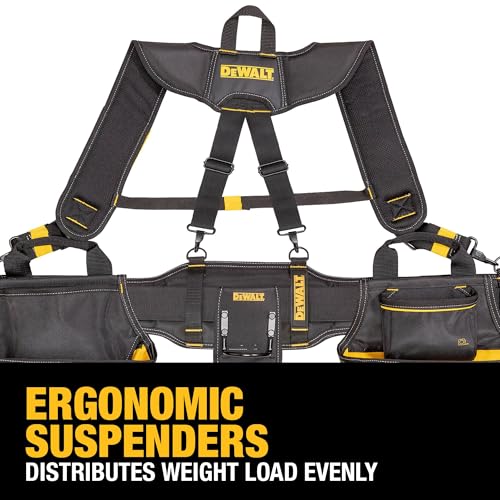 DEWALT Professional Tool Belt Organizer With Suspenders and 25 Pockets, Heavy Duty Construction (DWST540602) - size: One Size, style: Tool Rig w/Suspenders