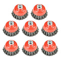 AAIN 8PCS 3Inch Twisted Knotted Wheel Cup Brush Set, 0.020" Wire Brushes - size: 8 pack, style: 3 Inch Knotted Cup Brush