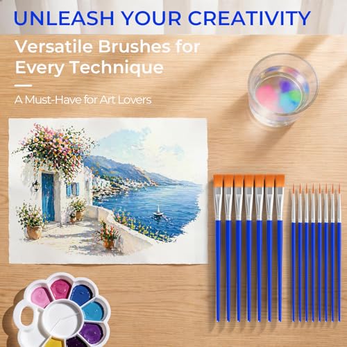 Smallbudi 168 PCS Small Paint Brushes Bulk for Kids Classroom - size: 84Flat+84round