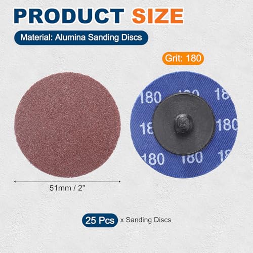 25 Pcs Aluminum Oxide Die Grinder Sanding Disc 2", 180 Grit - size: 180 Grit
