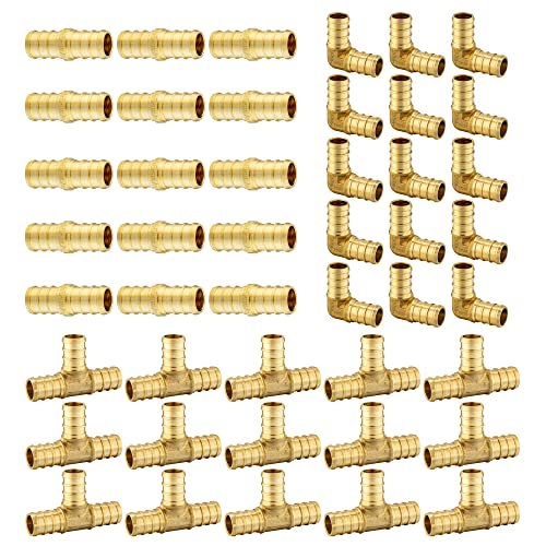 45-Pack EFIELD 1/2" Barb Pex Brass Crimp Fittings Combo - size: 1/2" (Pack of 45)