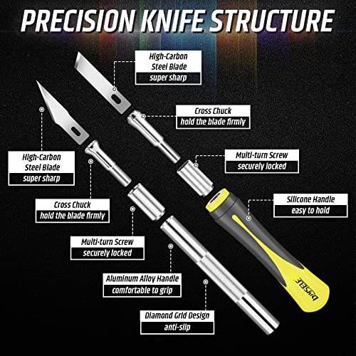 DIYSELF 16-Piece Exacto Knife Set, Craft Knife & Hobby Knife Kit, Precision Knife with Magnetic Storage Case, Exacto Knife for Crafting, Paper, Foam, Vinyl, Models, 3D Printing, Junk Journal Supplies - color: Yellow (16 Pack)