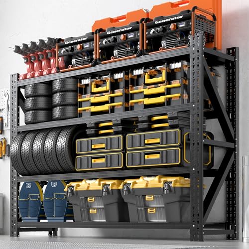 Heavy Duty Metal Shelving Units, Garage Shelves & Storage System - size: 75"W x 24"D x 69"H