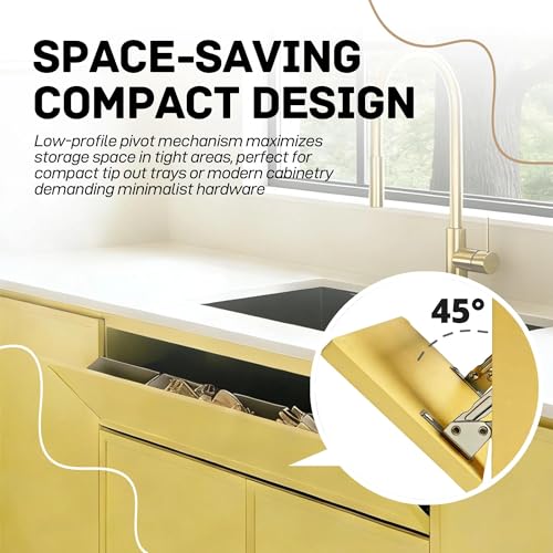 LD-0220-50SC Soft-Close Pivot Hinges 2-Pack, Silent Tip Out Tray & Cabinet Hinges, Heavy-Duty Self-Closing for Kitchen/Bathroom (Silver)