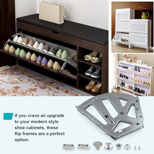 3 Layers Shoes Drawer Cabinet Hinges Flip Frames, Grey, 1 Pair - color: Gray, size: 3 Layers