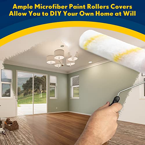 Leumoi 400 Pieces 4 Inch Mini Paint Roller Cover Bulk Small Microfiber 1/2" Nap for Paint Roller for House Painting Brush Supplies, DIY Craft Home Wall Repair Tool Kit Set
