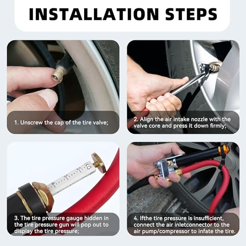 17 Piece 0-200 PSI Tire Inflator and Pressure Gauge Kit