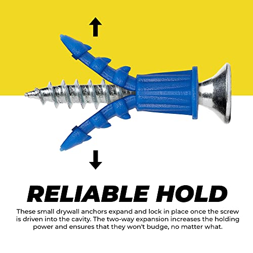 Qualihome Ribbed Plastic Drywall Anchors - Wall Anchors for Drywall - Plastic Screw Anchors for Secure Fastening (Bulk Pack, #10-12 x 1) - size: #10-12 x 1", style: Bulk Pack