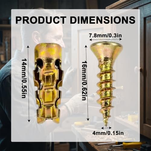 50 Pack 6×14mm Short Expansion Screw Set, Cabinet Hinge Repair Stripped Thread Restoration, Suitable for Tile Stone Wood and More