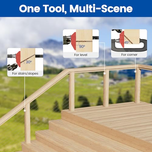 Muzata Upgraded Multi-angle Cable Railing Drill Guide Jig Red CT24 - size: Red