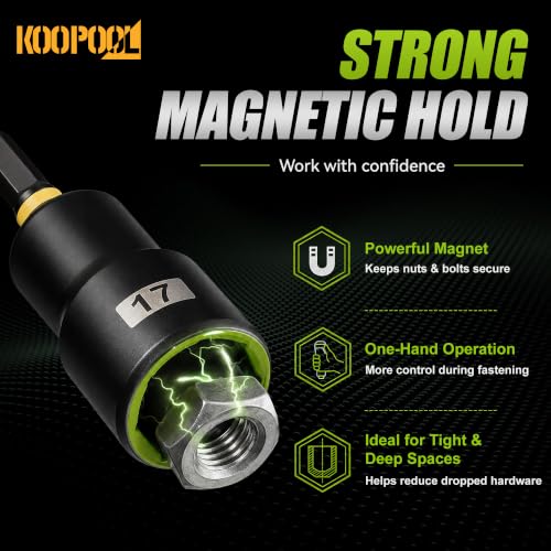 KOOPOOL Magnetic Nut Driver Set for Garage Car Repair & Home DIY Projects - color: 55pcs Assorted