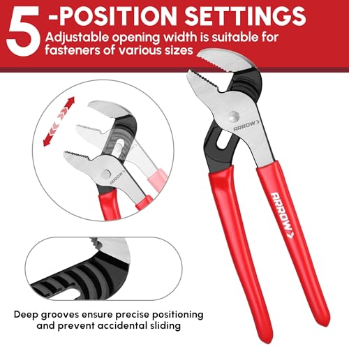 ARROW Groove Joint Pliers, 8" Adjustable Water Pump Pliers - size: 8"